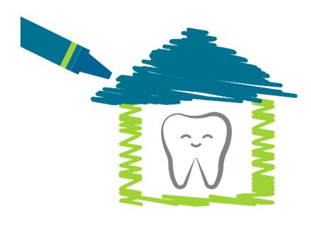 crayon drawing of house with tooth inside
