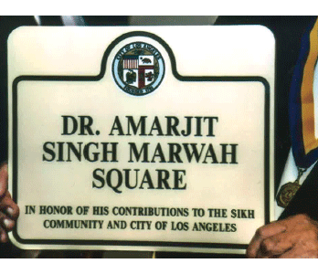 Los Angeles Names Public Square in Hollywood for Dr. Amarjit Singh Marwah
                  