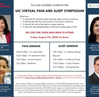 Orthodontics and Oral Medicine departments are hosting the first Virtual Pain and Sleep Symposium on Friday August 7th
                  