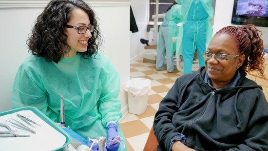 dentist speaking to patient