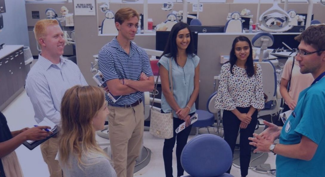 Group of students touring dental facility