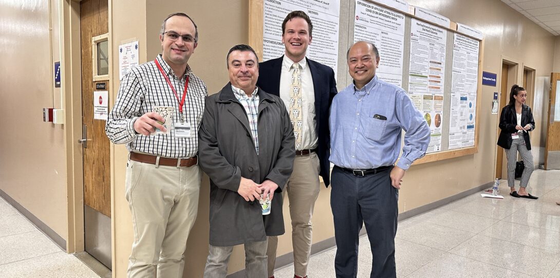 Dr. Mohammed Elnagar, Dr. Flavio Sanchez, Dr. Steve Treacy, and Dr. Budi Kusnoto at UIC College of Dentistry 2024 Clinic and Research Day