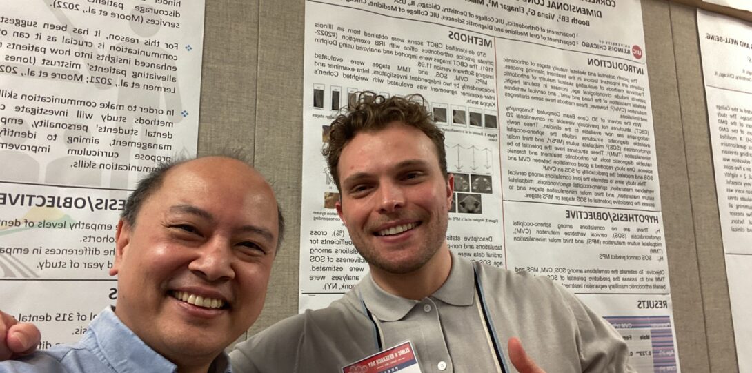 Dr. Budi Kusnoto and Dr. Evan Booth at the UIC College of Dentistry 2024 Clinic and Research Day